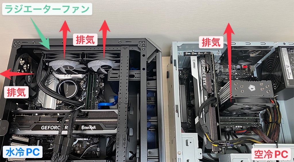 水冷と空冷のファンの数の違い