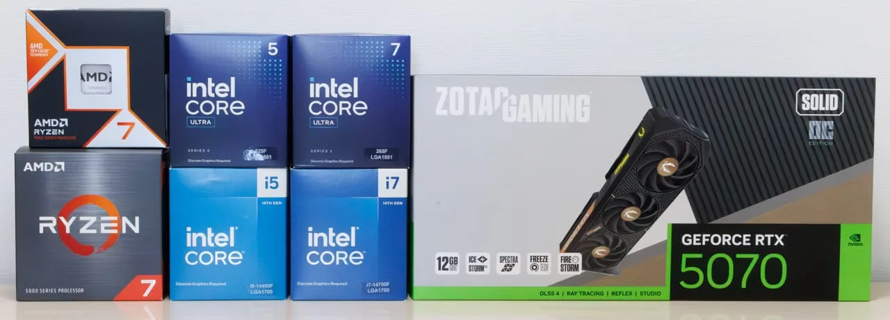 Core Ultra 7 265F/Ultra 5 225FとRTX 5070のゲーム性能を